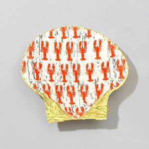 Lobster Shack Sint-jakobsschelp Trinket Dish – gouden rand