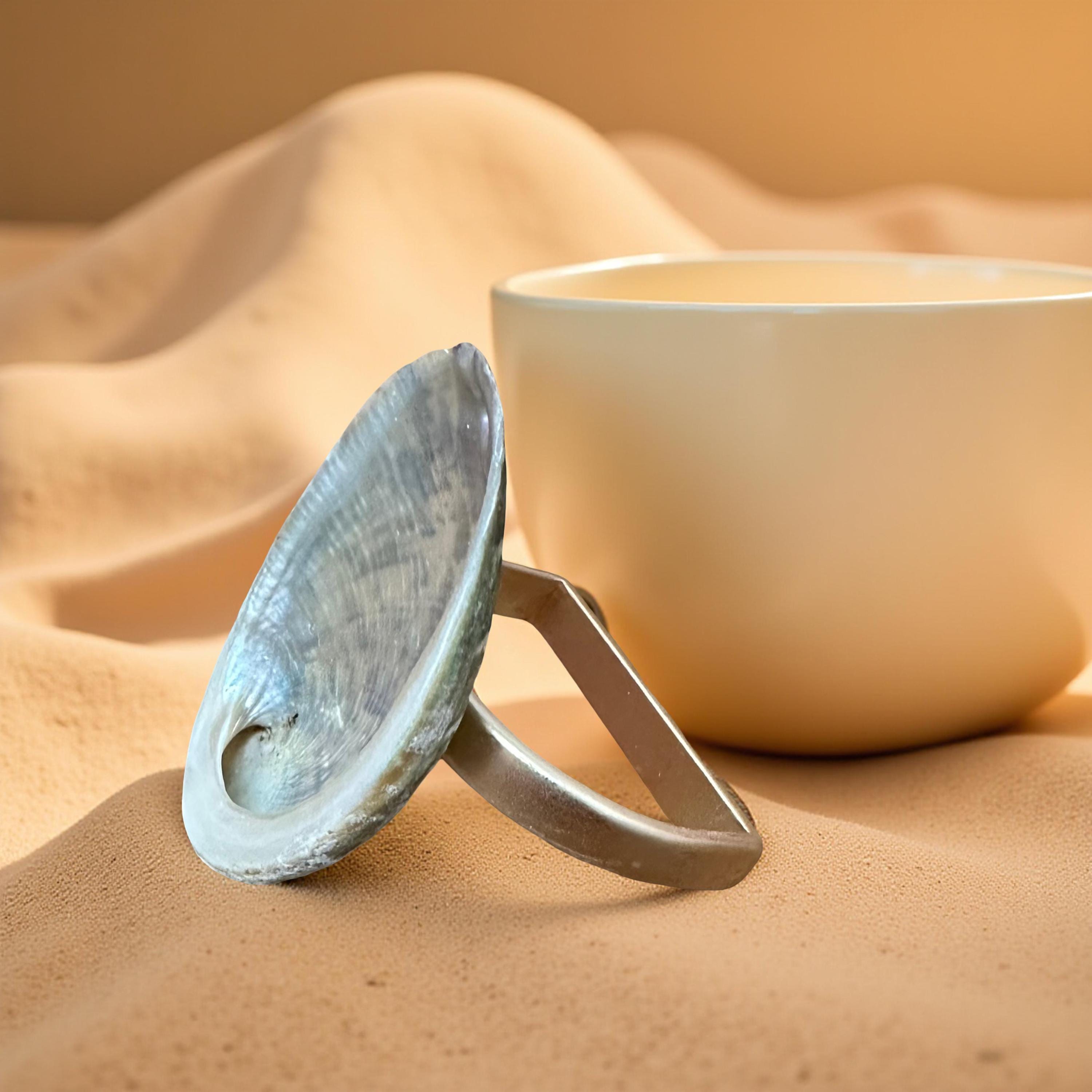 Abalone Shell Napkin Rings: Coastal Table Decor, Set of 6