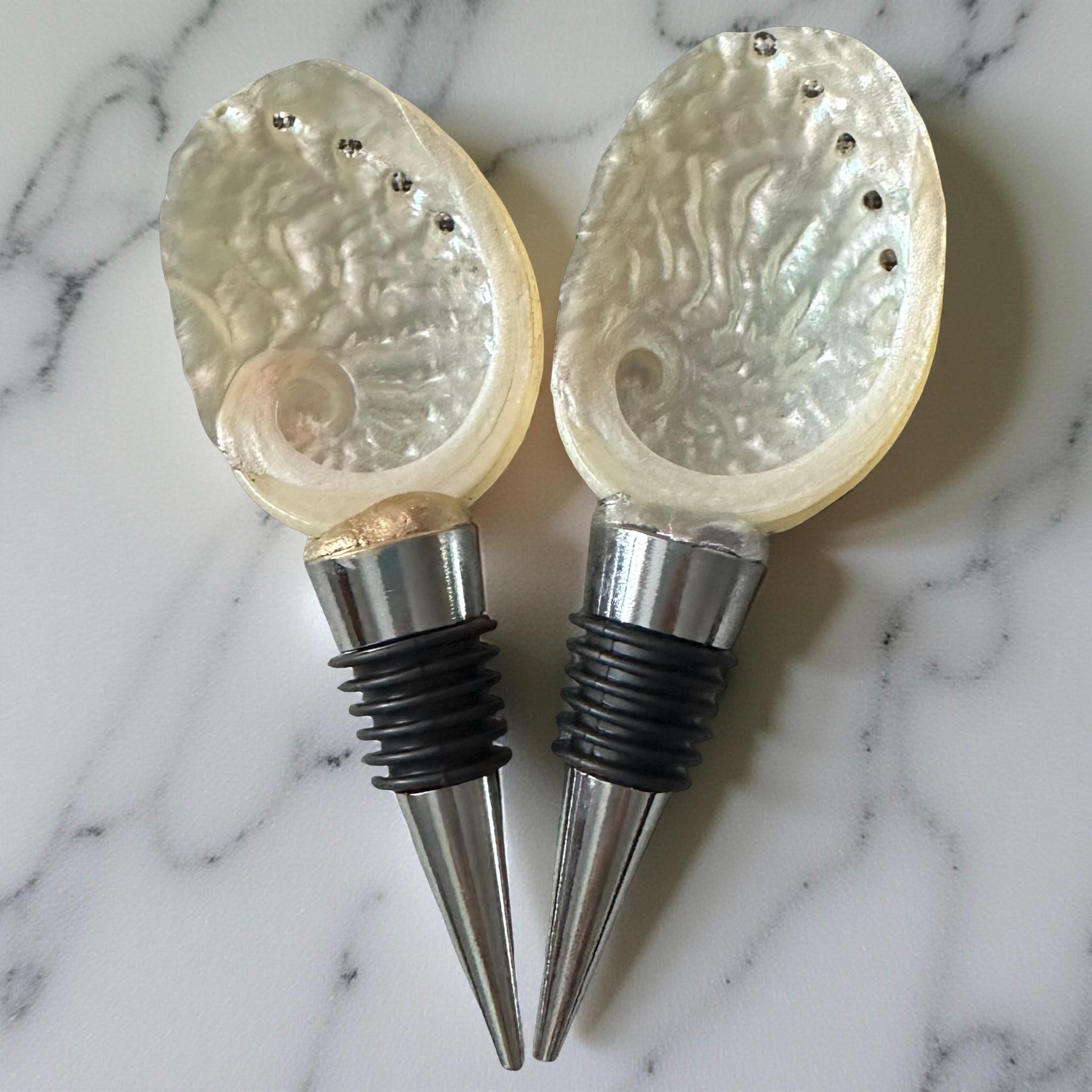 White Abalone Wine Stopper – Gold/Silver Rim