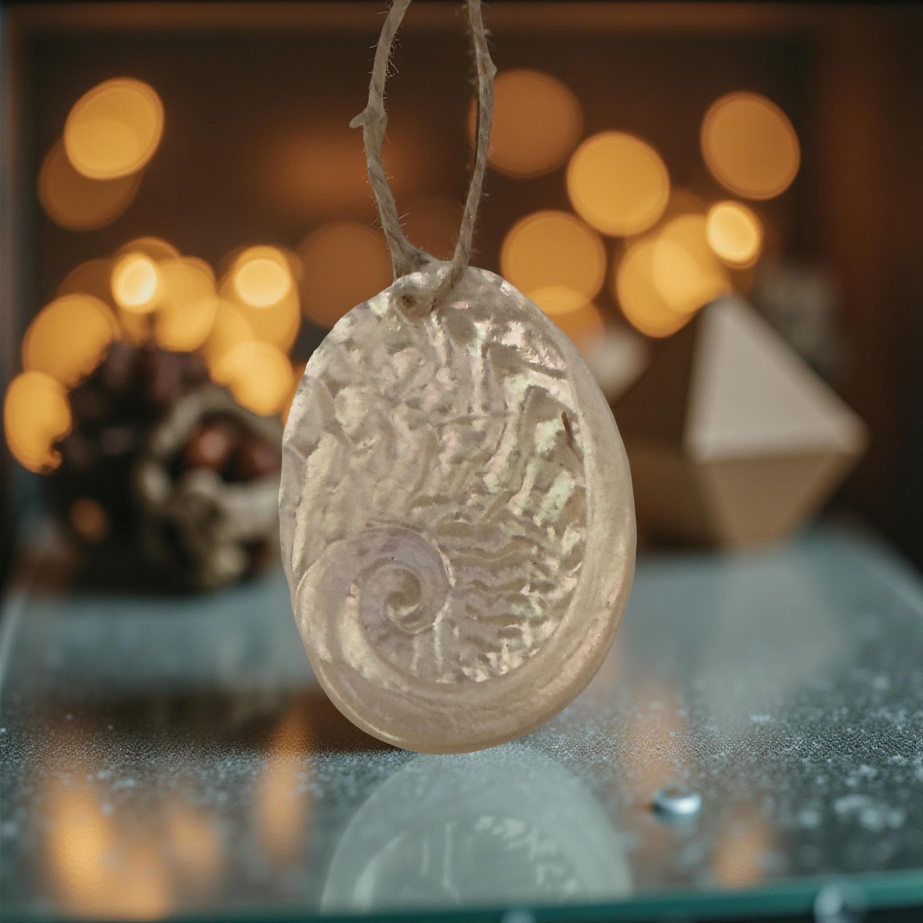 Iridescent Abalone Shell Ornament | Coastal Christmas Décor | Natural Seashell Ornament Handmade - Thumbnail 5