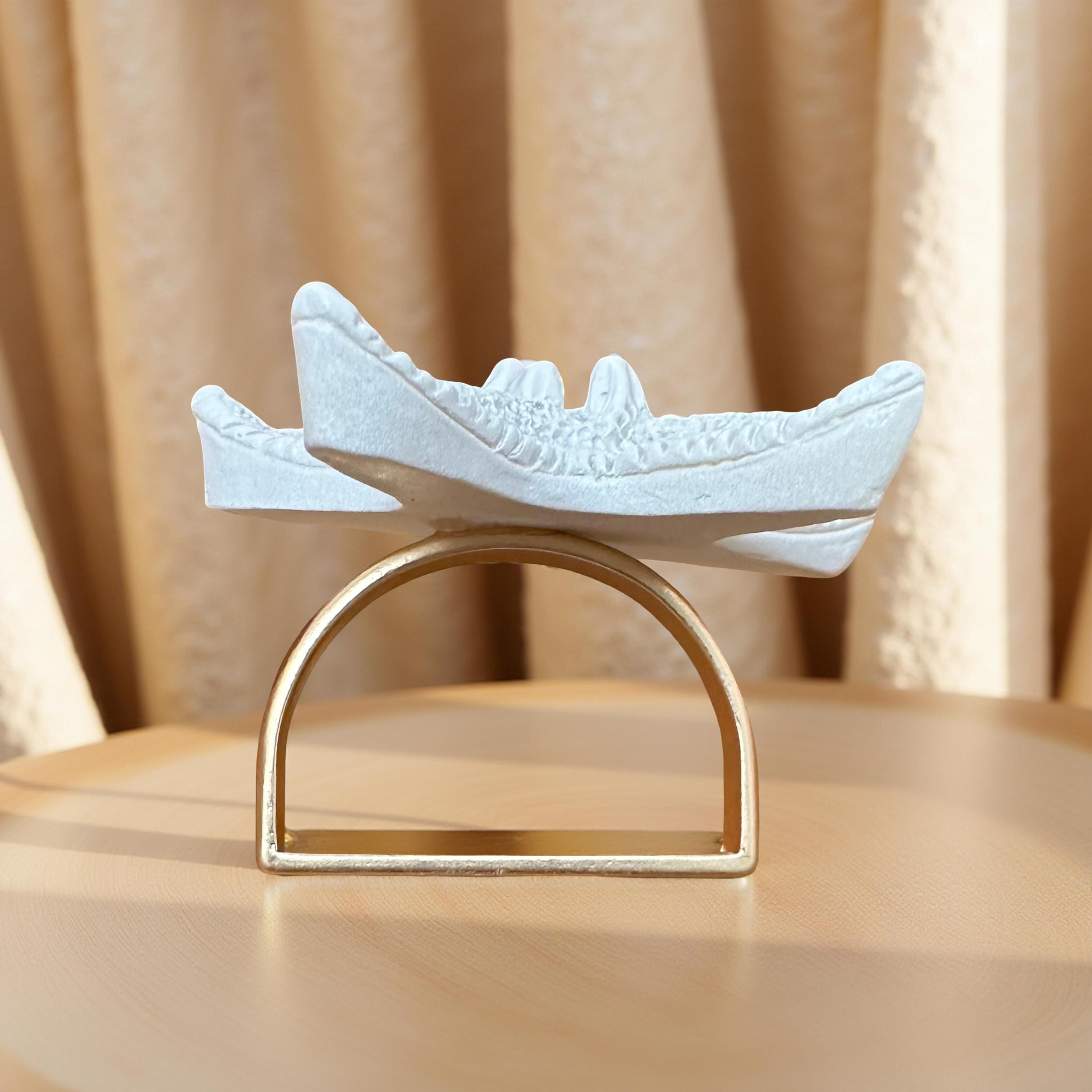 Coastal Gold Arch Oyster Shell Napkin Ring with Hand-Gilded Rim - Thumbnail 3