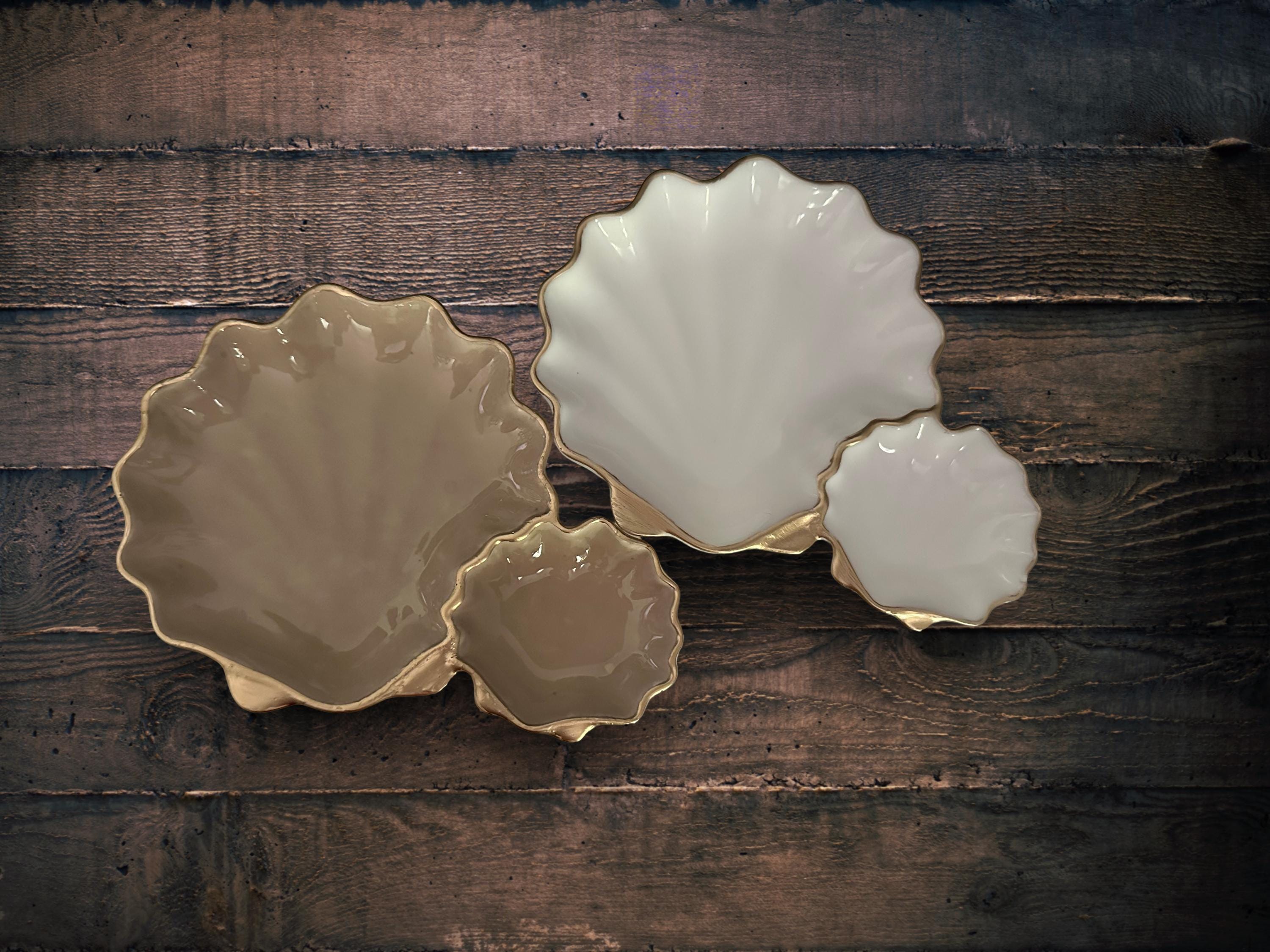 Golden Shore Scallop Duo Serving Dish: Coastal Decor - Thumbnail 6