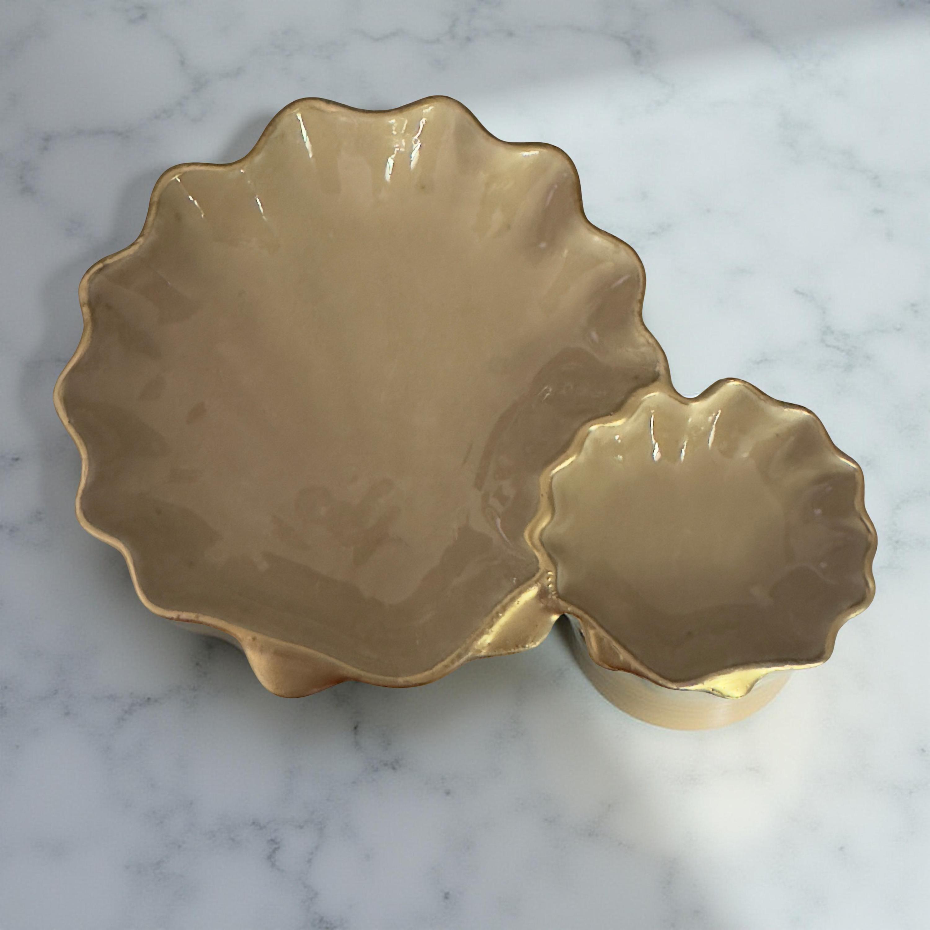 Golden Shore Scallop Duo Serving Dish: Coastal Decor - Thumbnail 4