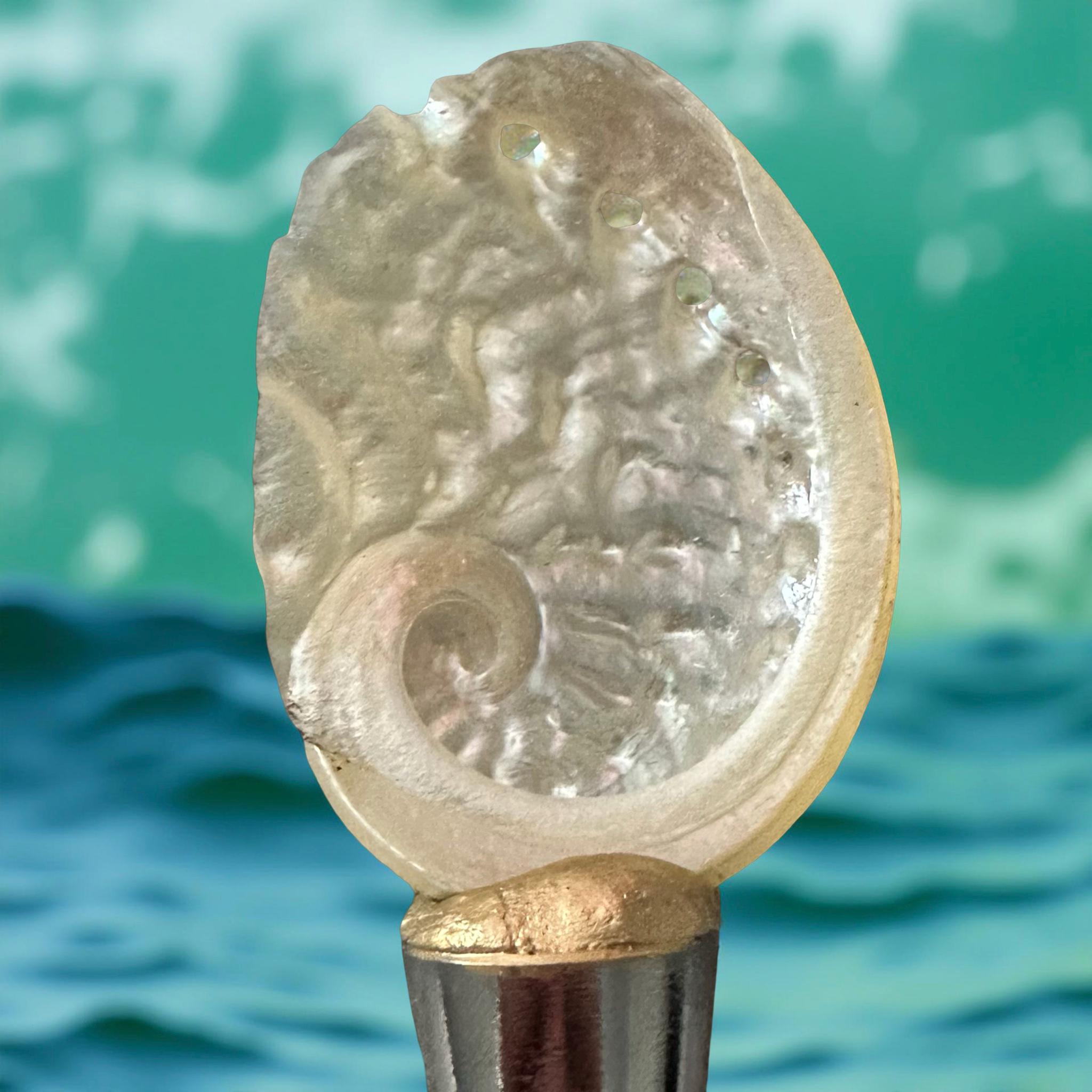 White Abalone Wine Stopper – Gold/Silver Rim - Thumbnail 2