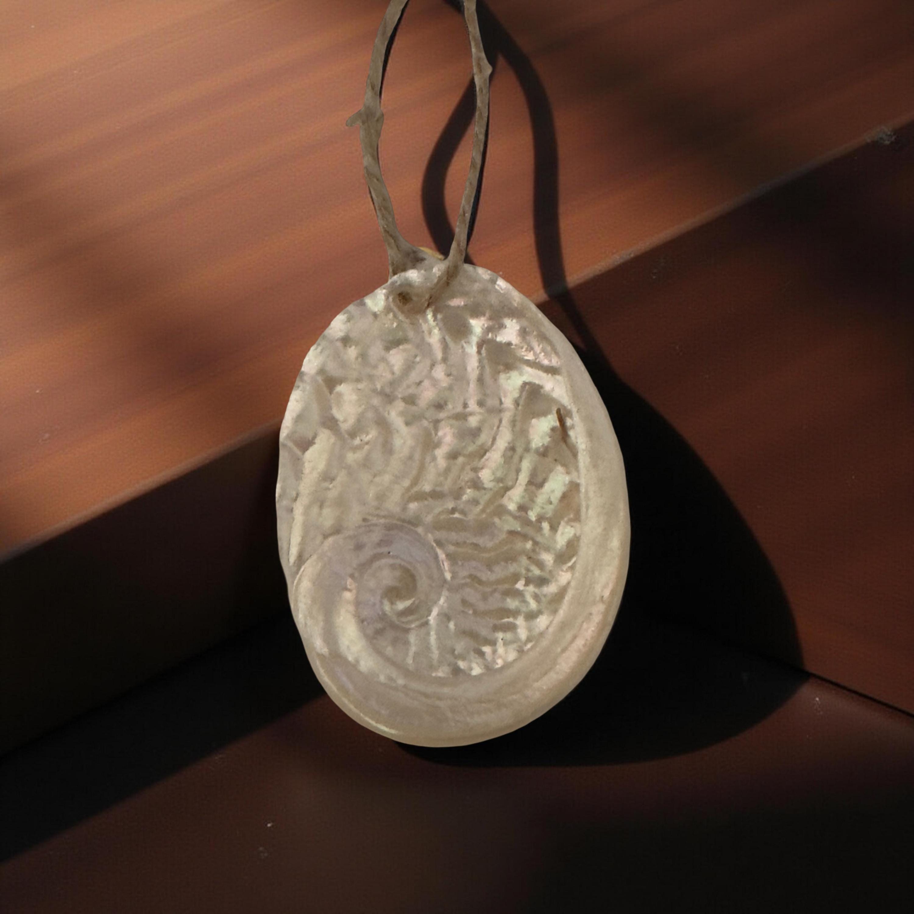 Iridescent Abalone Shell Ornament | Coastal Christmas Décor | Natural Seashell Ornament Handmade - Thumbnail 3