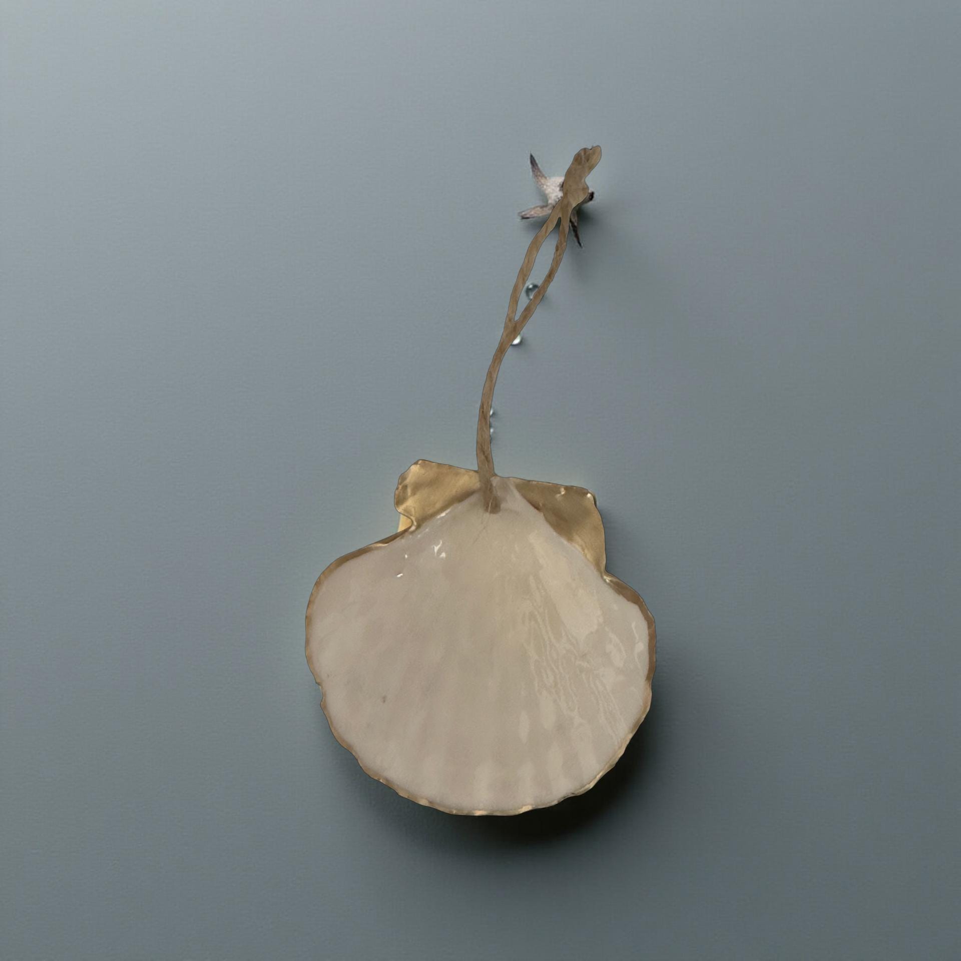 White & Metallic Scallop Shell Ornament – Silver or Gold Rim | Coastal Christmas Décor | Handmade - Thumbnail 5