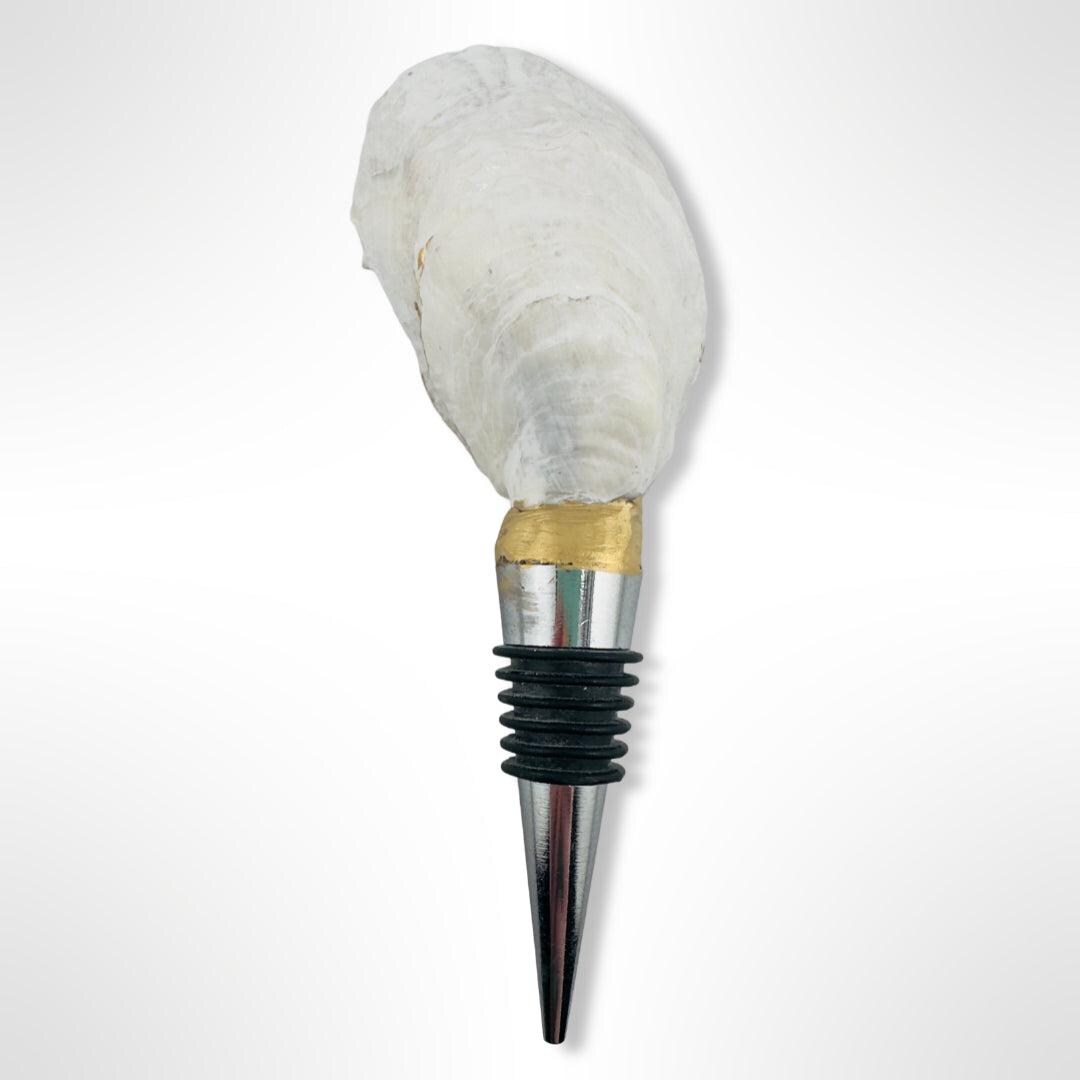 Elegant Tropical Pineapple Wine Stopper with Gold Leaf Trim and Oyster Shell Decoupage - Thumbnail 3