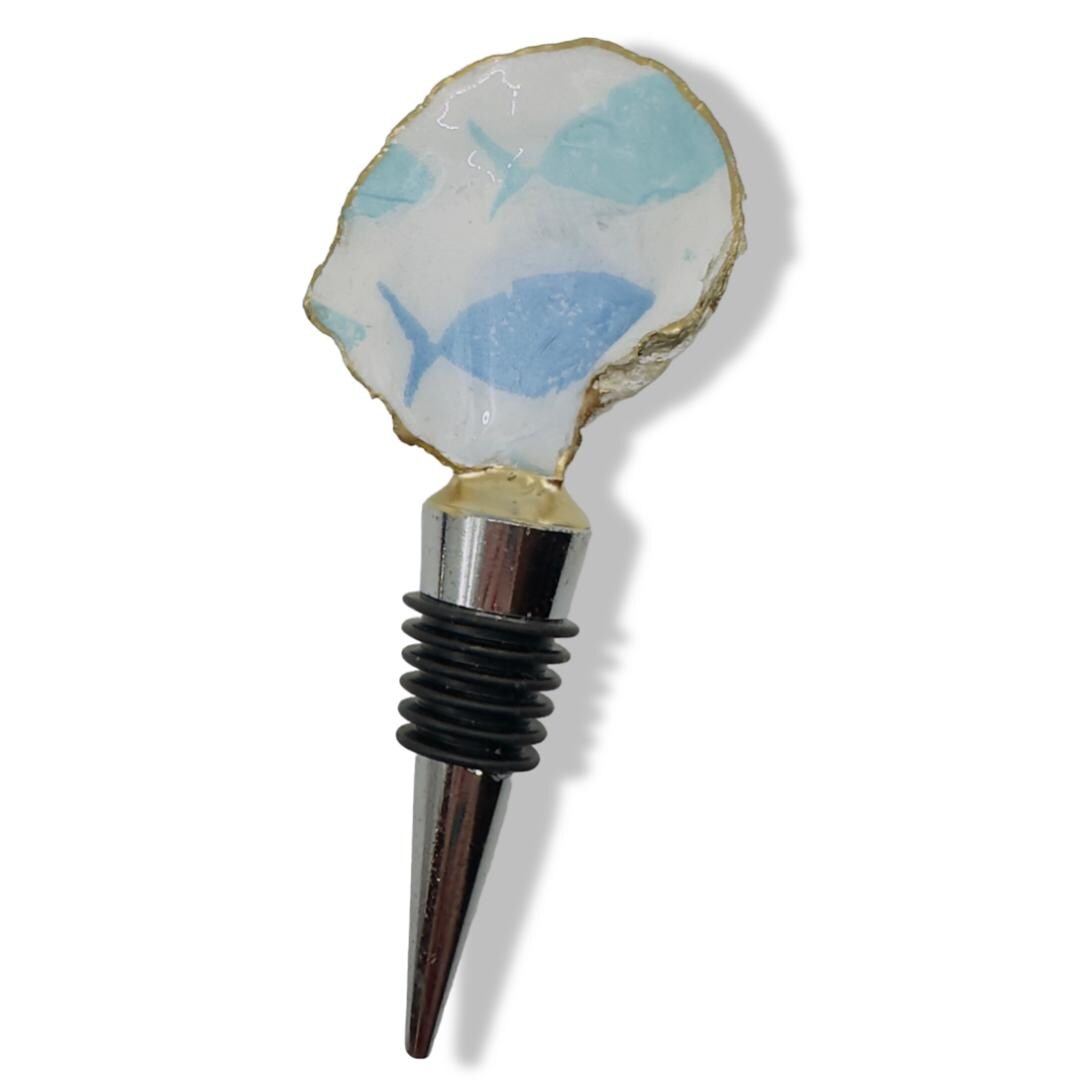 Blue Fish Bottle Stopper Coastal Barware Wine Stopper - Thumbnail 4