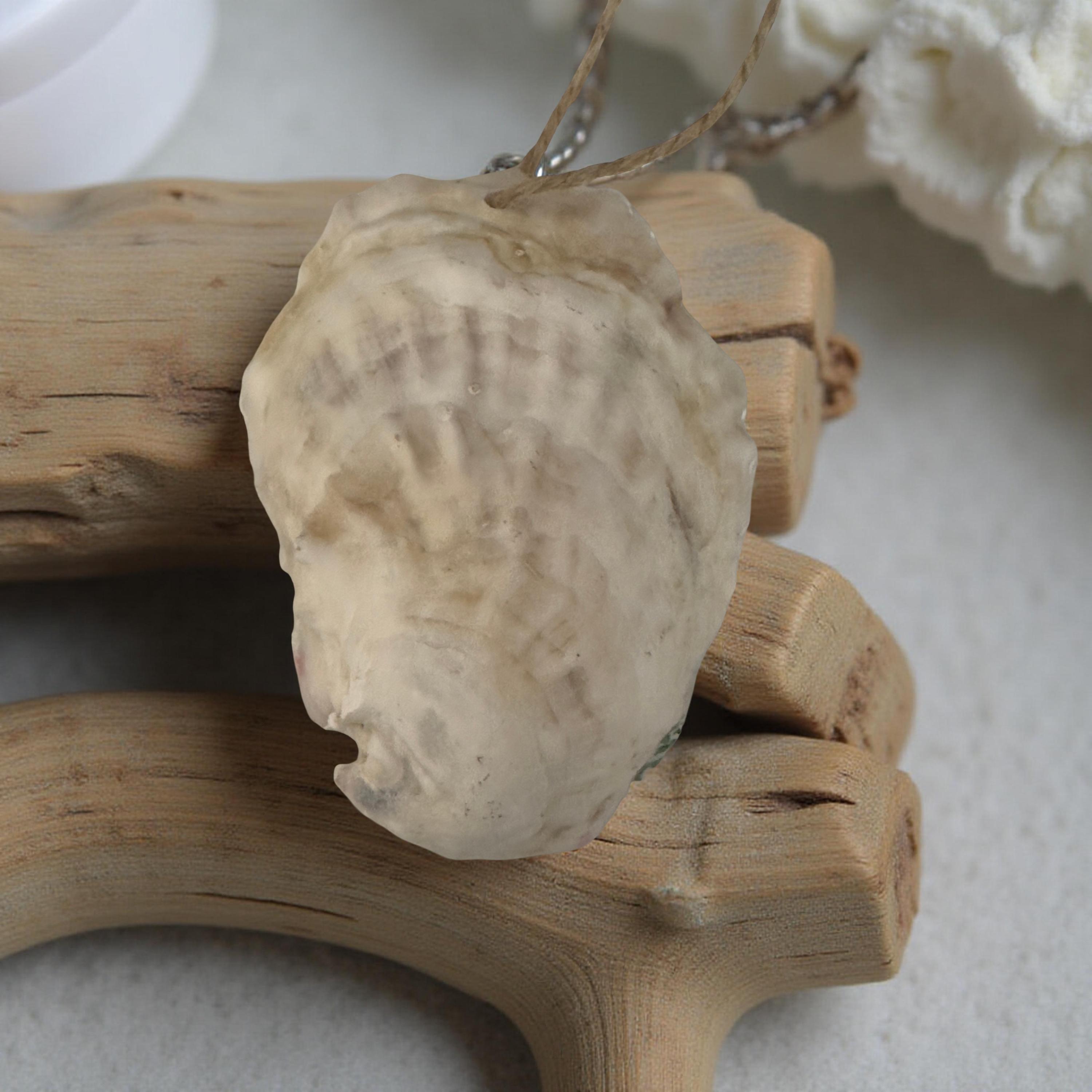 Navy Anchor Oyster Shell Ornament – Silver Rim - Thumbnail 3