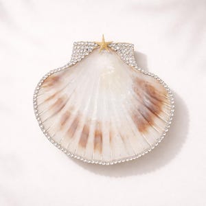 Plato de baratijas con vieira y cresta de cristal, borde dorado