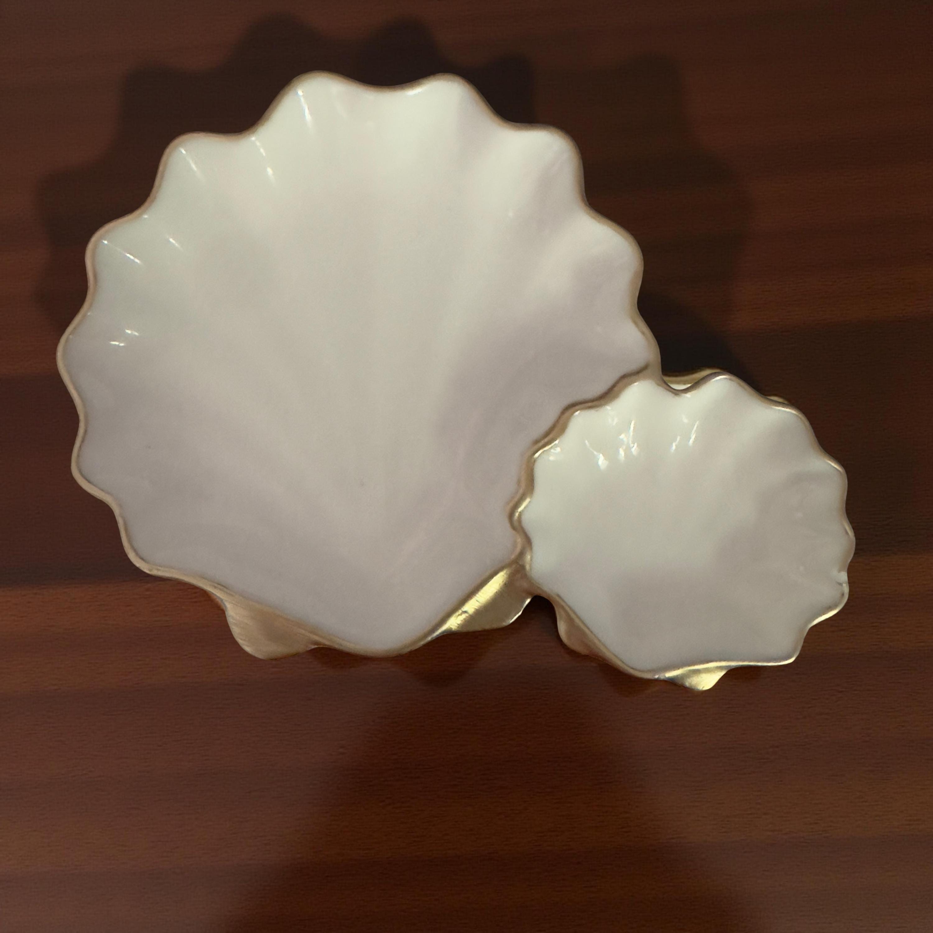Golden Shore Scallop Duo Serving Dish: Coastal Decor - Thumbnail 5