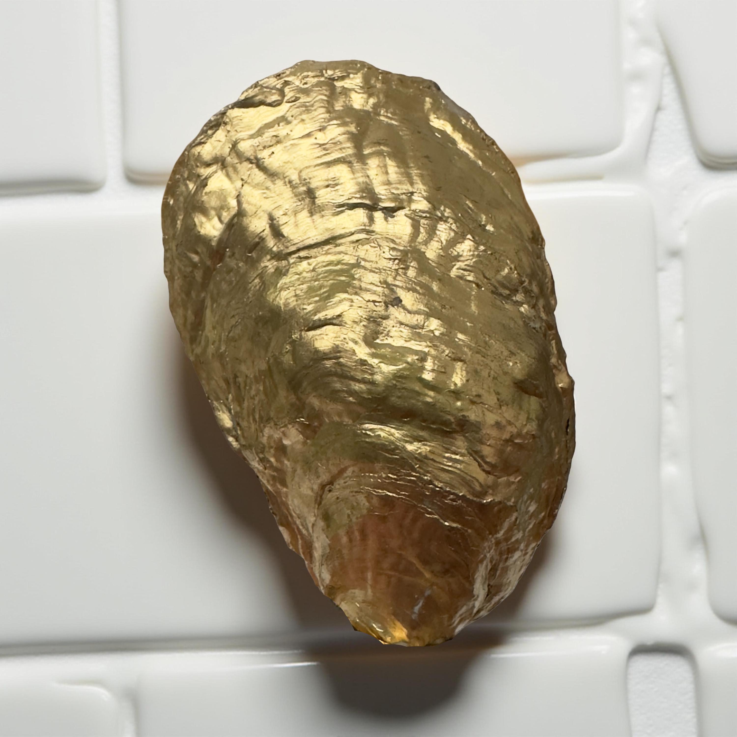 Navy Anchor Oyster Shell Ornament – Silver Rim - Thumbnail 4