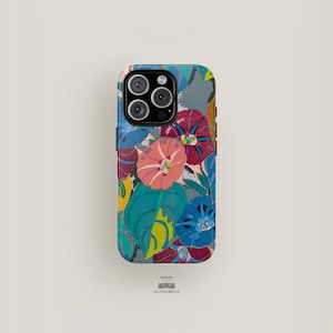 Tropische Blumen Telefon Hülle Kunst | iPhone 16 Hülle, iPhone 15, iPhone 14 Pro Max, iPhone 13, iPhone 12 | Bunte Dschungel Blumen Ästhetik