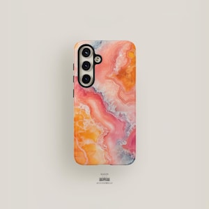 Marmorierte Handyhülle | Samsung Galaxy S25 Plus Hülle, S24 Ultra Case, S23 Hülle, S22 Hülle, S21 Hülle | Pink und Orange Gehäuse Achat Gehäuse