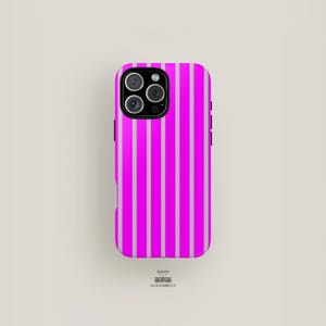 Bright Pink Stripe Phone Case Vibrant | iPhone 16 Case, iPhone 15, iPhone 14 Pro Max, iPhone 13, iPhone 12 | Bold Modern Style Aesthetic