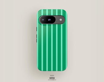 Green Striped Phone Case Simple Bold Design  | Pixel 9 Case, Pixel 8 Pro XL Case, Pixel 7 Case, Pixel 6, Pixel 5 | Cute Aesthetic Trendy