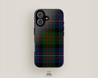 Capa de celular xadrez de flanela tartan | Capa para iPhone 16, iPhone 15, iPhone 14 Pro Max, iPhone 13 | Estampa xadrez escocesa aconchegante