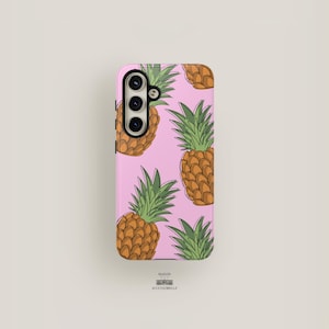 Fun Phone Case Pink | Samsung Galaxy S25 Plus Case, Galaxy S24 Ultra Case, S23 Case, S22, S21 | Phone Case Cute Pineapples Tropical Vibes