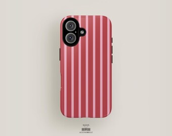 Pink on Pink Phone Case Striped | iPhone 16 Pro Max Case, iPhone 15, iPhone 14, iPhone 13, iPhone 12 | Cute Aesthetic Summer Preppy Trendy