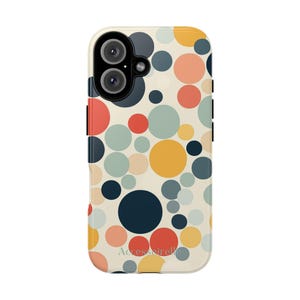 Retro Polka Dots Phone Case | iPhone 16, iPhone 15 Pro Max, Samsung Galaxy s21, Google Pixel 9 & More| designer phone case geometric pattern