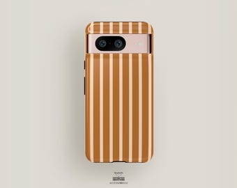 Minimalist Phone Case Striped | Pixel 9 Case, Pixel 8 Pro XL, Pixel 7, Pixel 6 | Aesthetic Phone Cover Abstract Case Cute Phone Case Brown
