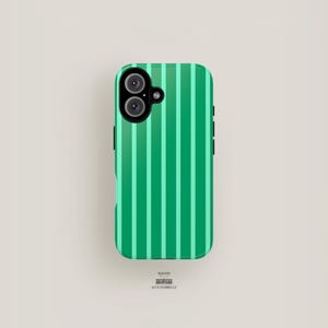 Green Striped Phone Case Simple Bold Design  | iPhone 16, iPhone 15 Pro Max Case, iPhone 14, iPhone 13, iPhone 12 | Cute Aesthetic Trendy