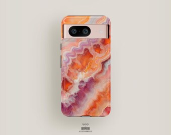 Marbled Phone Case Pink and Purple Case | Pixel 9 Case, Pixel 8 Pro XL Case, Pixel 7 Case, Pixel 6 Case | Marbled Agate Case Elegant Chic
