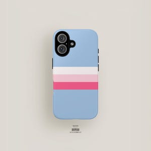 Cute Preppy Phone Case Pink and Blue | iPhone 16 Case, iPhone 15 Pro, iPhone 14 Case, iPhone 13 | Pastel Aesthetic Case Minimalist Striped