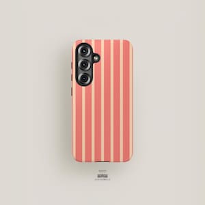 Coral Peachy Handyhülle Gestreift | Samsung Galaxy S25 Plus Hülle, Galaxy S24 Ultra, S23 Hülle, S22, S21 Hülle | Ästhetische Niedlich Trendy Stilvoll