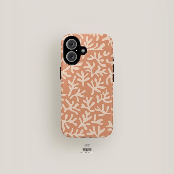 Aesthetic Phone Case Coral Pattern iPhone 16 Pro Max Case