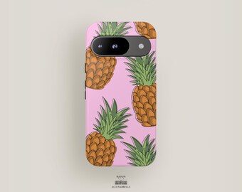 Fun Phone Case Pink | Pixel 9 Case, Pixel 8 Pro XL Case, Pixel 7 Case, Pixel 6, Pixel 5 | Phone Case Cute Pineapples Tropical Vibes Fruit