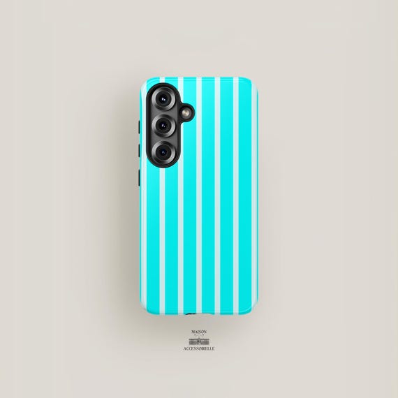 Bright Blue Vertical Stripes Phone Case | Samsung S25, Galaxy S24 Ultra  Case, S23 Plus, S22, S21, S20 | Cute Aesthetic Pattern Modern