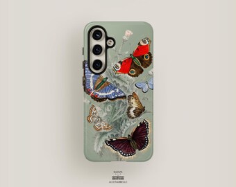 Butterfly Phone Case | Samsung Galaxy S24 Case, Galaxy S23 Case, Galaxy S22 Case, Samsung S21 Case & More | Boho Botanical Phone Case Green