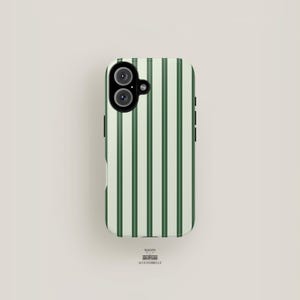 Custodia per iPhone a strisce verdi / Custodia per iPhone 16, Custodia per iPhone 15 Pro Max, Custodia per iPhone 14, Custodia per iPhone 13 / Custodia a strisce verdi Minimalista astratta