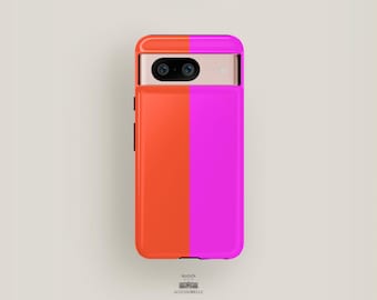 Pink Red Phone Case Two Striped | Pixel 9 Case, Pixel 8 Pro XL Case, Pixel 7 Case, Pixel 6 & More| Aesthetic Phone Case Minimalist Vibrant