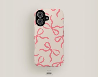 Pink Bow Phone Case | iPhone 16 Pro Max, iPhone 15 Case, iPhone 14 Case, iPhone 13 Case & More | Pink Case Cute Bow Phone Case