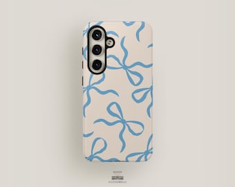 Blue Bow Phone Case | Samsung Galaxy S24 Case, Galaxy S23 Case, Galaxy S22 Case, Samsung S21 Case & More  | Cute Bow Phone Case Minimalist