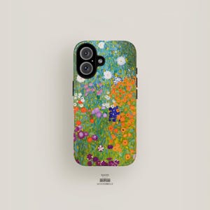 Gustav Klimt Blumengarten Handyhülle Floral | iPhone 16 Pro Max, iPhone 15 Case, iPhone 14 Case, iPhone 13 Case | Künstlerischer Fine Art Koffer