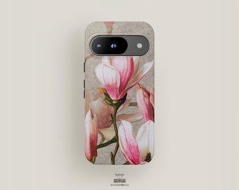 Blommigt mobilskal Rosa blommor | Pixel 9-skal, Pixel 8 Pro XL-skal, Pixel 7-skal, Pixel 6 och mer