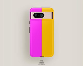 Striped Bicoloured Phone Case Pink Yellow Case | Pixel 9 Case, Pixel 8 Pro XL Case, Pixel 7 Case, Pixel 6 & More| Vibrant Phone Case Stylish