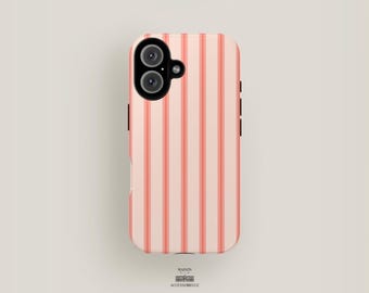 Pink Phone Case Striped | iPhone 16 Pro Max Case, iPhone 15 Case, iPhone 14, iPhone 13, iPhone 12, | Aesthetic Phone Case Tough Cute Cover