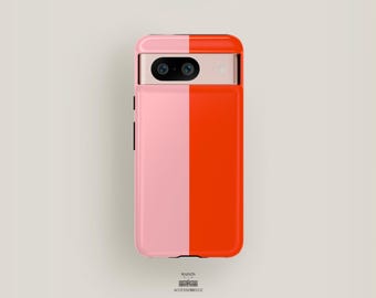 Pink Red Phone Case | Pixel 9 Case, Pixel 8 Pro XL Case, Pixel 7 Case, Pixel 6 & More| Two Striped Phone Case Two Color Phone Case Aesthetic
