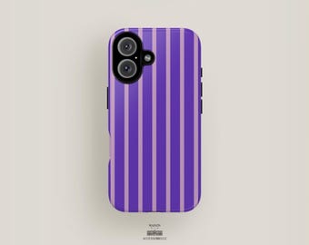 Purple Stripe Phone Case Patterned | iPhone 16, iPhone 15, iPhone 14 Pro Max, iPhone 13, iPhone 12 | Color Minimal Cute Aesthetic Trendy
