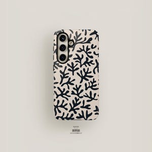 Coral Handyhülle Schwarz | Samsung Galaxy S25 Plus Hülle, S24 Ultra Case, S23 Hülle, S22 Hülle, S21 Hülle | Ästhetische Handyhülle Abstrakt