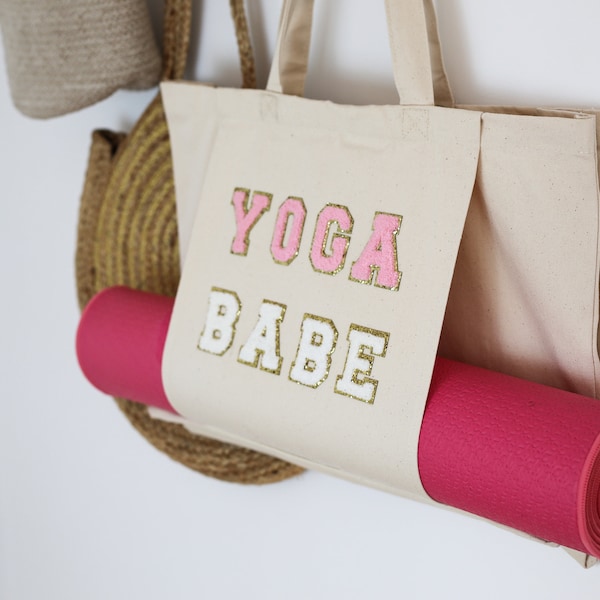 YOGA BABE Yoga Tasche in Rosa & Weiß - die perfekte Yogatasche mit Mattenfach