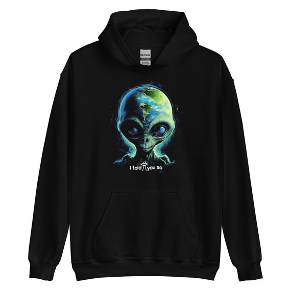 Alien Looking Over Earth Hoodie - Etsy