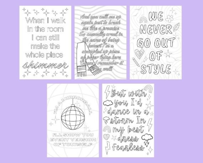 Taylor Swift Coloring Pages Digital Download PDF Swiftie Art - Etsy