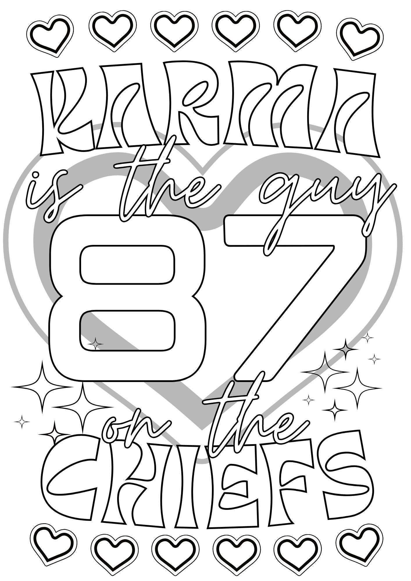 TAYLOR SWIFT Colouring Sheet Karma is the Guy on the Chiefs Midnights ...