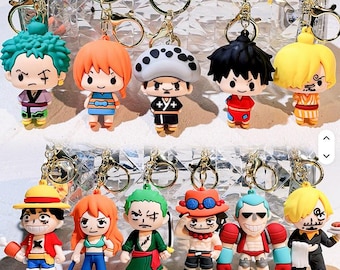 Anime Pirate Crew Chibi Keychains, Soft Rubber Manga Bag Charms, Anime Fan Accessories