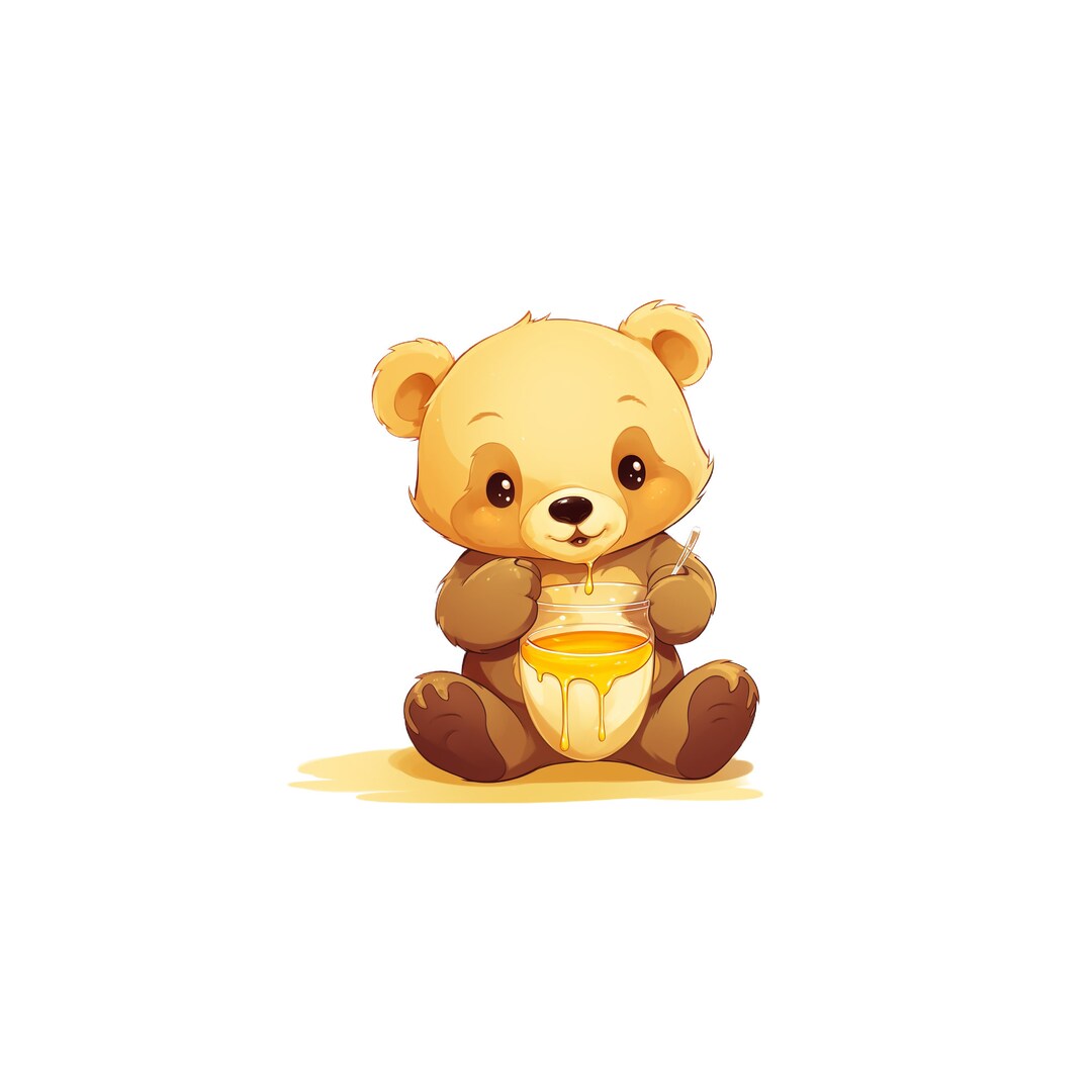 Little Bear Eating Honey Clipart - Etsy